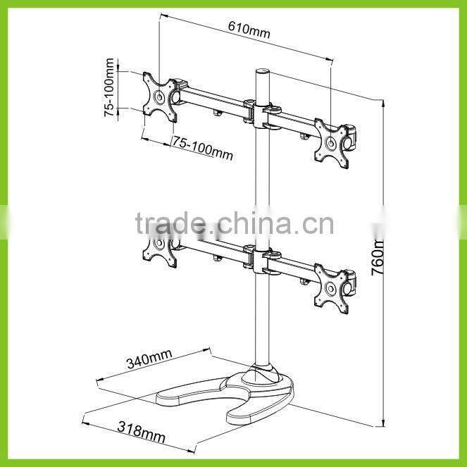 Desktop 24 Inch Screen Mount Quad LCD Swivel Monitor Stand