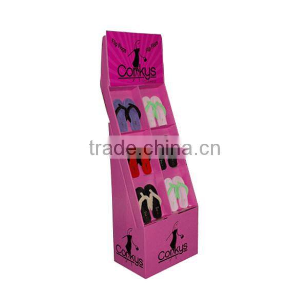 POS Corrugated Cardboard Shoe Store Display Racks
