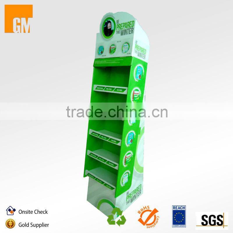 Easy Assembly Pop Cardboard Medicine Display Shelf Stand