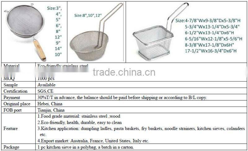 China round table craft food skimmers kitchen pot skimmers with handles stainless steel double mesh wok skimmers