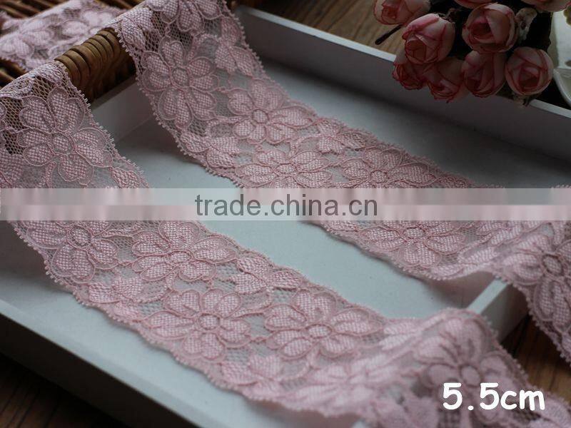 Flower Pattern Elastic Lace Trimings For Garment,Decorative Lace Trims In Stock