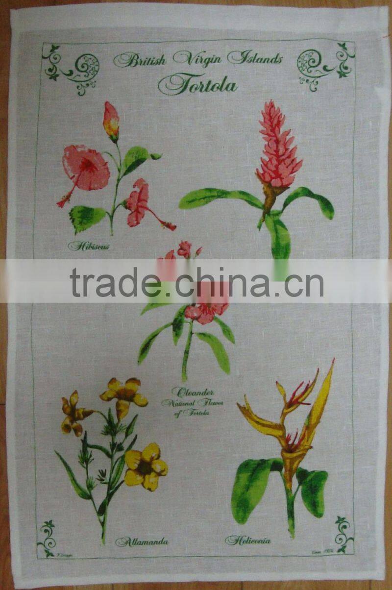 silkscreen printed tea towel kitchen linen teatowel printed for sales &home decoration-3