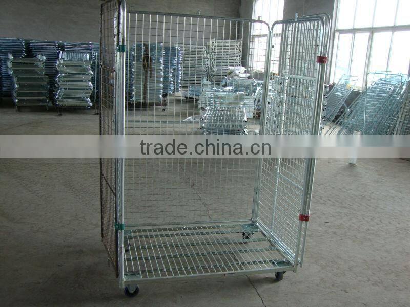 Four Caster Wheel and Industrial Usage Cage Trolley