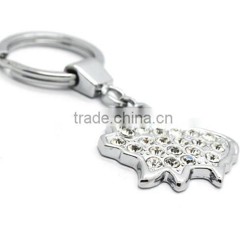 Crystal Diamond Metal Pig shaped keychain