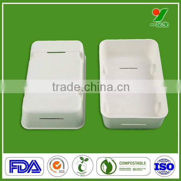Wholesale eco-friendly biodegradable sugarcane fiber phone case packaging tray with bagasse pulp
