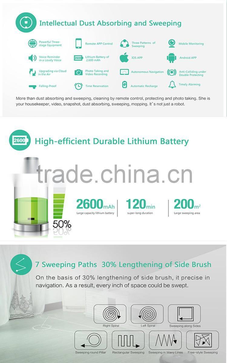 mobile phone controlled working long time vacuum cleaner robot