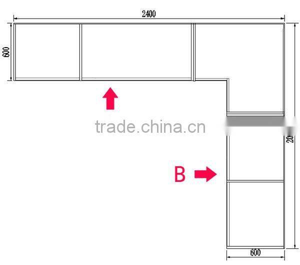 2400*600*2400 L shape open wardrobe