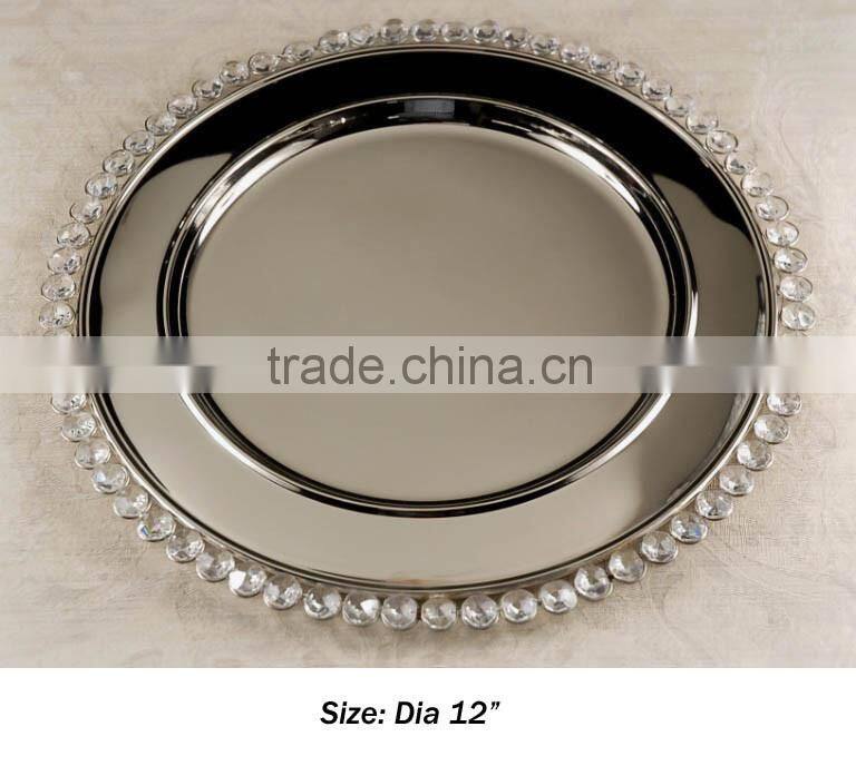High quality crystal charger plate wedding