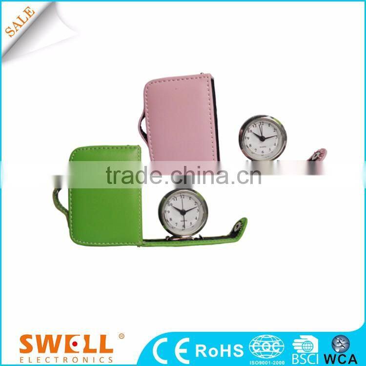 hot sale fashion design leather alarm clock , leather table alarm clock