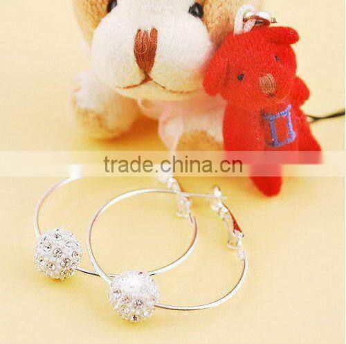 2012 Newest shamballa charm earring with pave stones