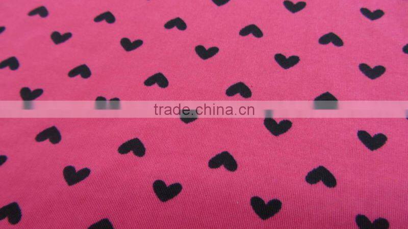 rose red heart polyester print lycra swimwear fabric