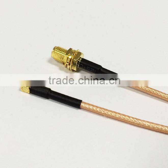 8in RF electrical wire coaxial cable connector MMCX male right angle to RP-SMA female bulkhead pigtail RG316 20cm