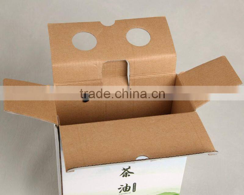 Corrugated paper packaging box for China tea-seed oil packing box with nylon string