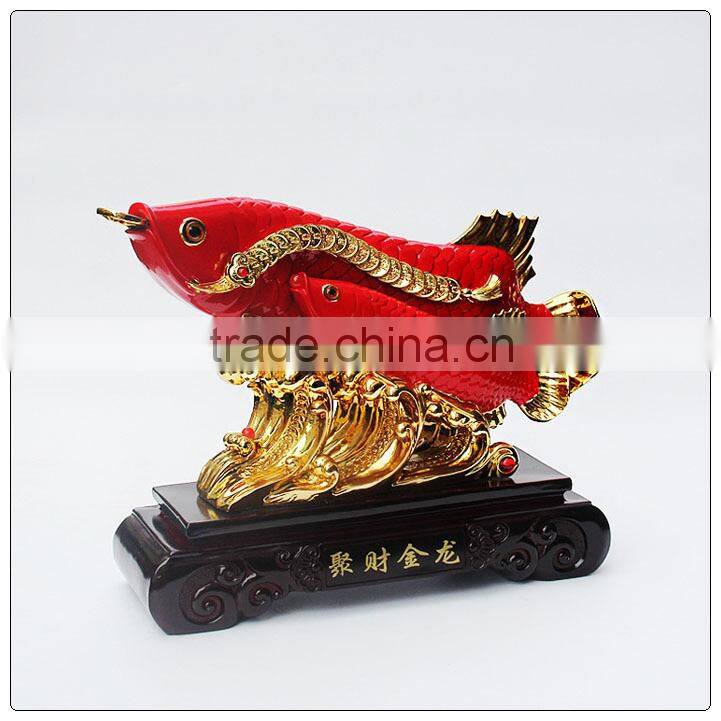 Resin24k golden color Chinese Luckly Golden fish , resin statue