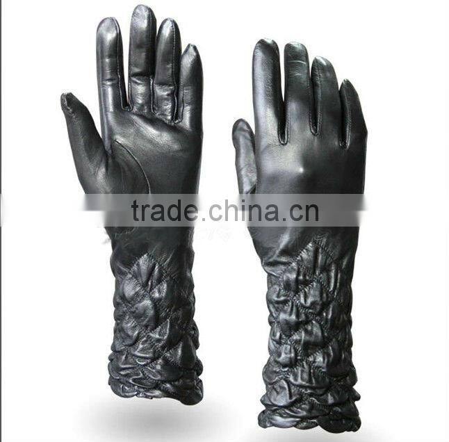 wholesale fashion skin tight sheepskin women cheap long leather gloves