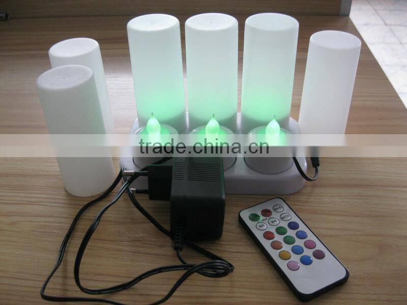 rechargeable Remote control set of 6 LED plastic tealights candles