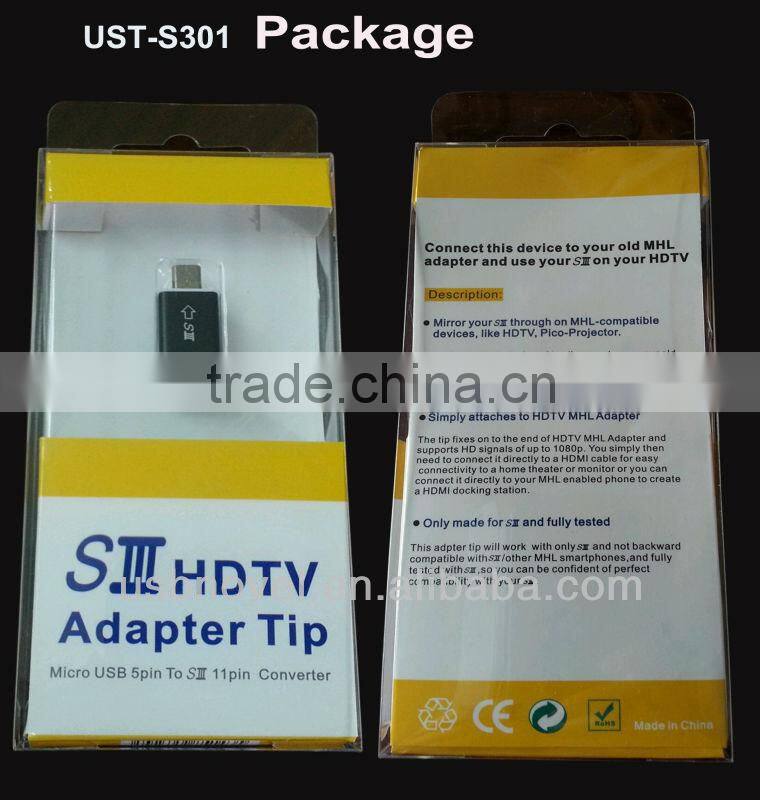 Micro USB 5 pin to 11 pin for galaxy s3 i9300 MHL HDTV adaptor