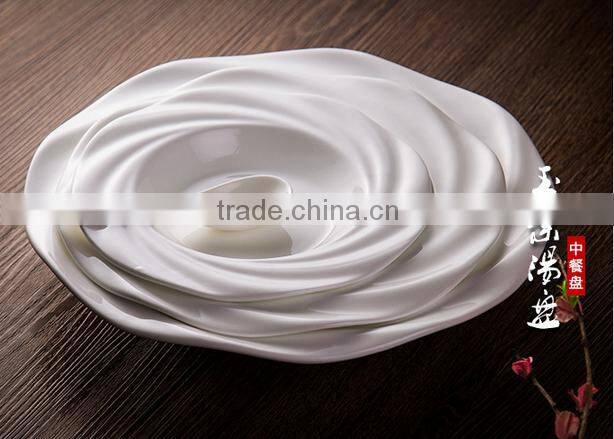 Ceramic dinnerware cookware set white round soup plate and dish for wedding hotel