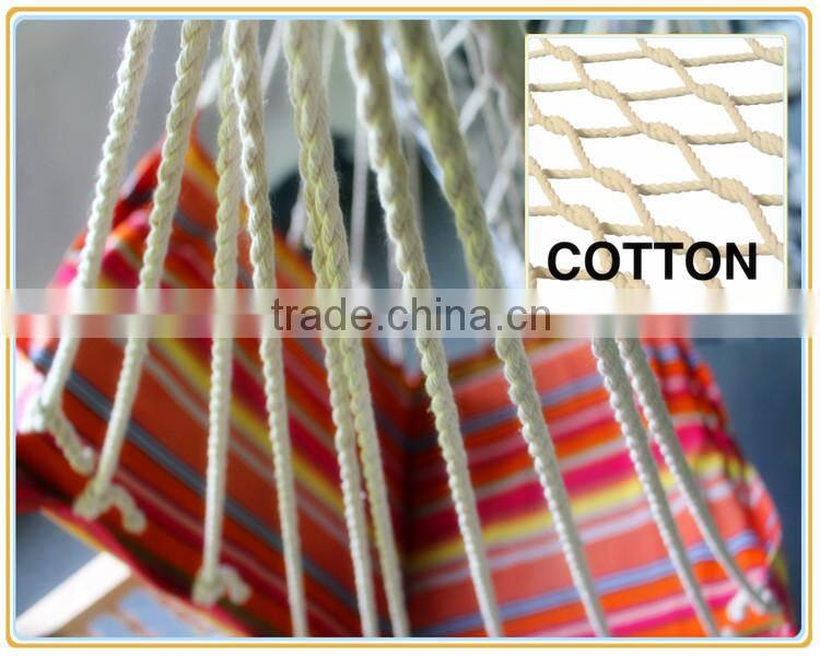 High quality cotton canvas wooden bar hammock chair with armrest