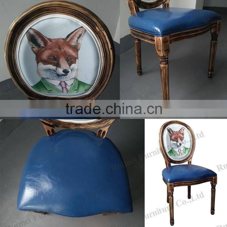 Classic Leather Armless Dining Chair/Wooden Dining Chair/Louis Solid Wooden Dinner Chair