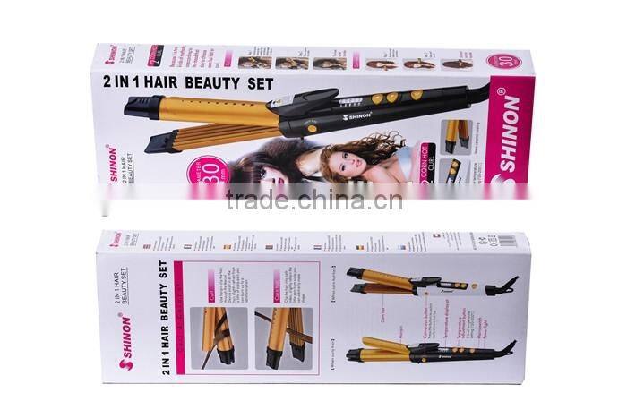 Digital hair crimper and hair curler 2 in 1