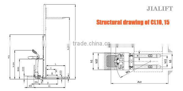 Rider 2000kg hydraulic Full electric pallet stacker CL20
