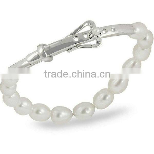 Cultured Freshwater Pearl and Stainless Steel Buckle Bangle Bracelet vners Manufacturer & Factory & Supplier