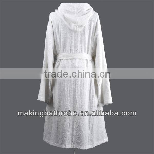 snow white hooded top class cheap wholesale cotton terry unisex designed bathrobe