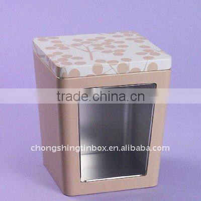 Ladder shaped tin packaging box with PET window