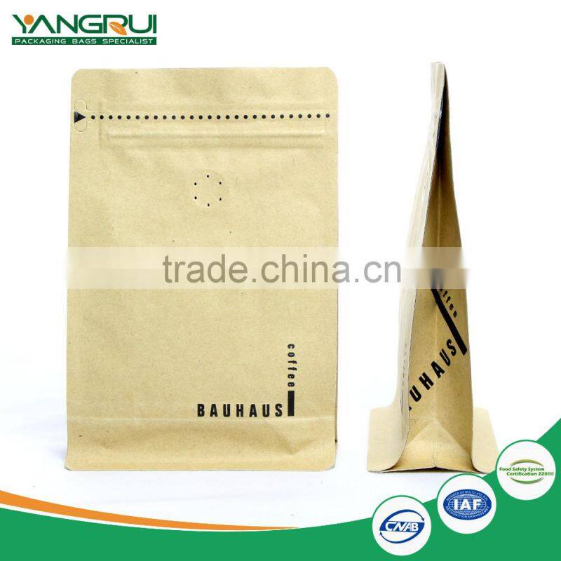 customized flat bottom coffee bag laminated foil stand up bag with zipper top