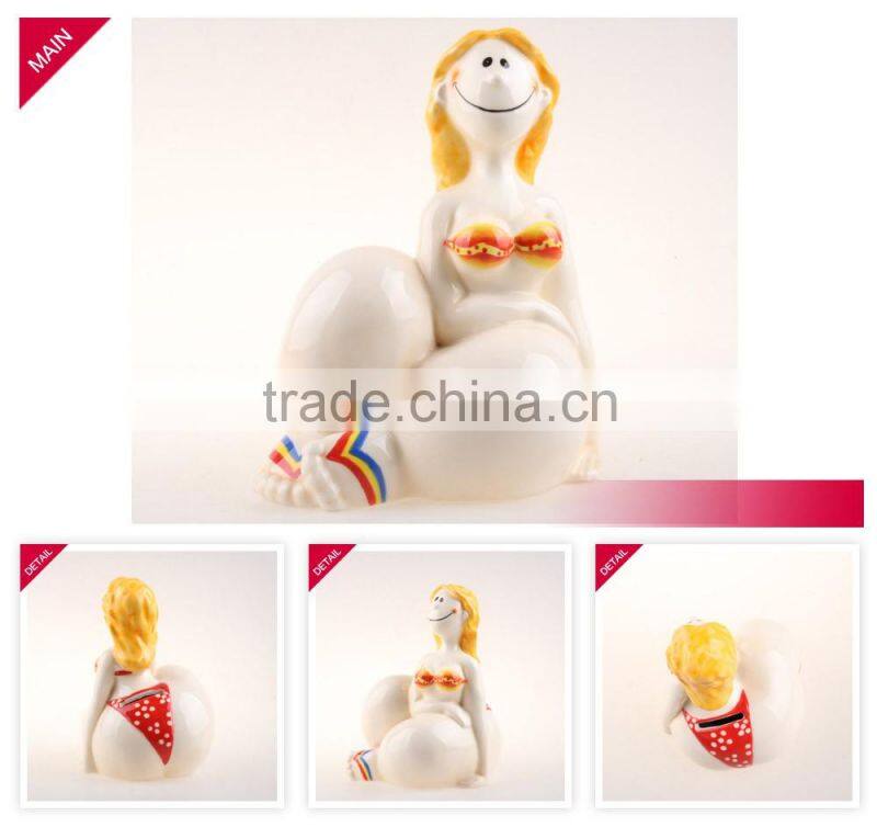 wholesale delicate fancy coin bank handprinting ceramic coin box