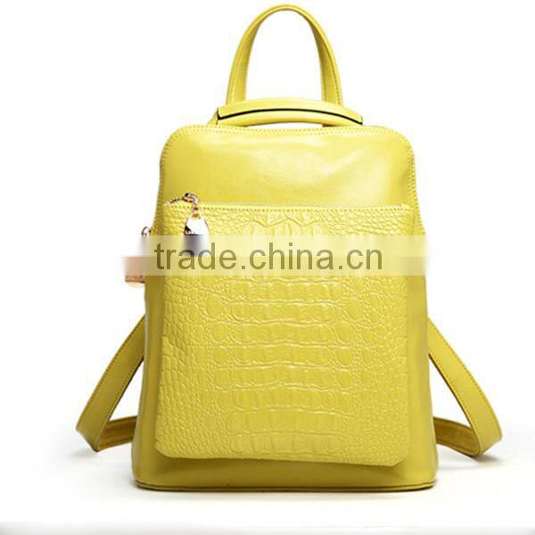 oem china supplier women crocodile orange leather backpacks