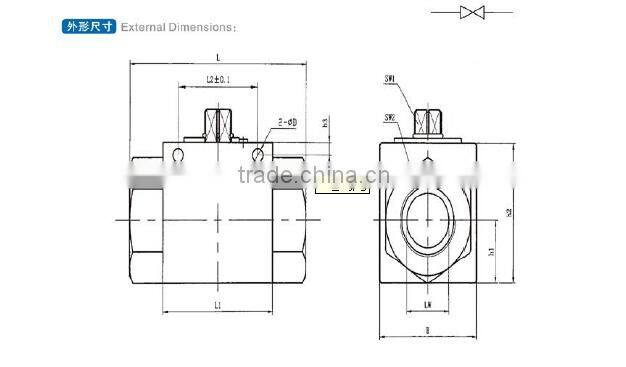 MHA type 2 way high pressure ball valve with mounting holes