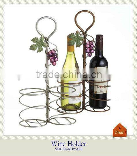 Two bottles metal wine holder with handle