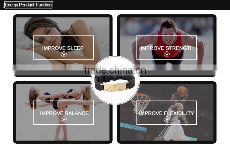 Fashion Power Jewelry 4 in 1 Bio Elements Energy Silicone Bracelet with Crystal Fitness Silicone Wrist Band