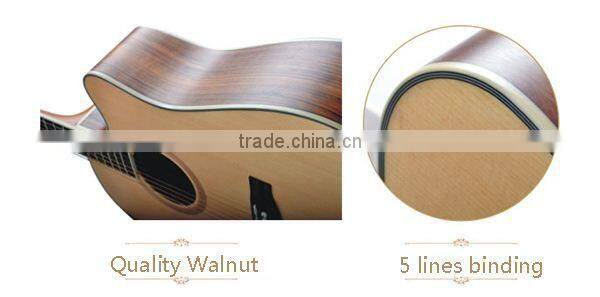 High Quality 40 inch Solid Spruce and Walnut Acoustic Guitar