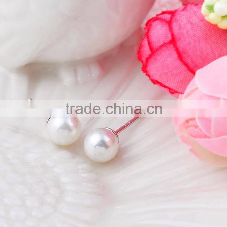 925 Sterling Silver Freshwater Cultured Button Pearl Stud Earring All Sizes
