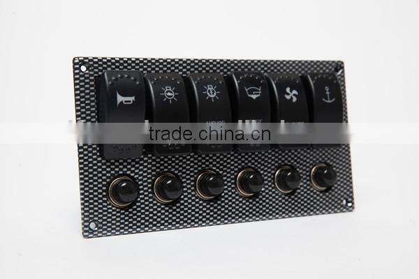 Marine Boat LED illuminated Check Pattern Rocker Switch Panel