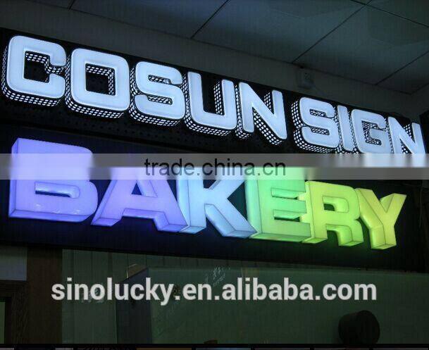 Custom led edge lit sign used in outdoor signage with 7 colors