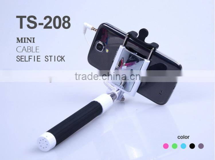 2015 Wholesale bluetooth monopod selfie stick wireless selfie stick with mirror