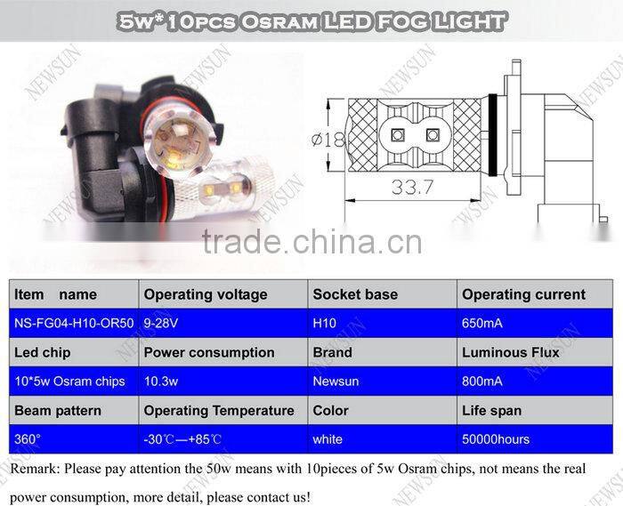 Factory Supply High Power 50w H10 Automotive Led Fog Light