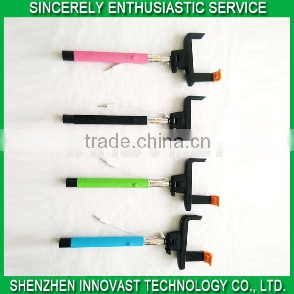 3.5mm audio cable wired monopod selfie stick with beautiful appearance