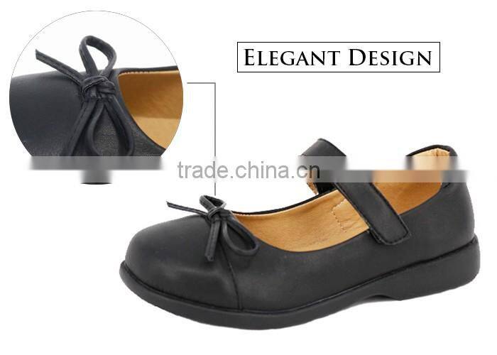 2016 Popular Design Girls Black School Uniform Shoes with Bowknot