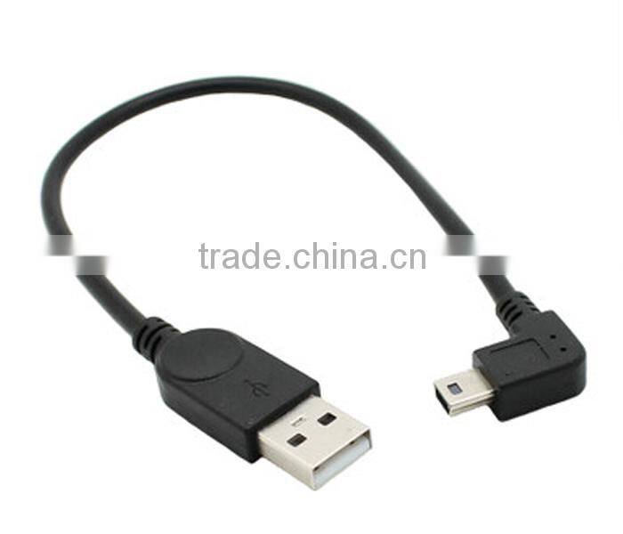 USB 2.O to mini USB 90 angle computer cable for hard disk,MP3,MP4,MP5