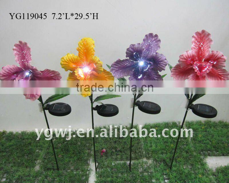 solar metal flower lawn stake