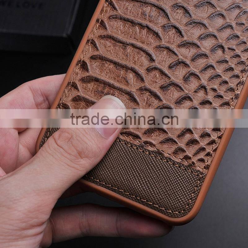 New Luxury Crocodile Skin Back Cover Leather Case for iphone 7