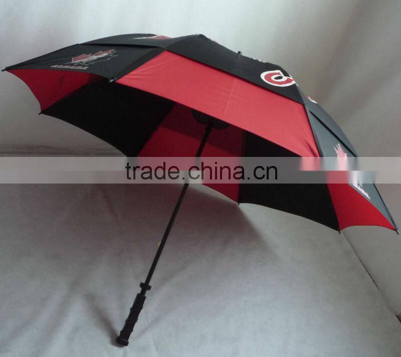 branded golf umbrellas with 2 layers windproof fiberglass frame in large size