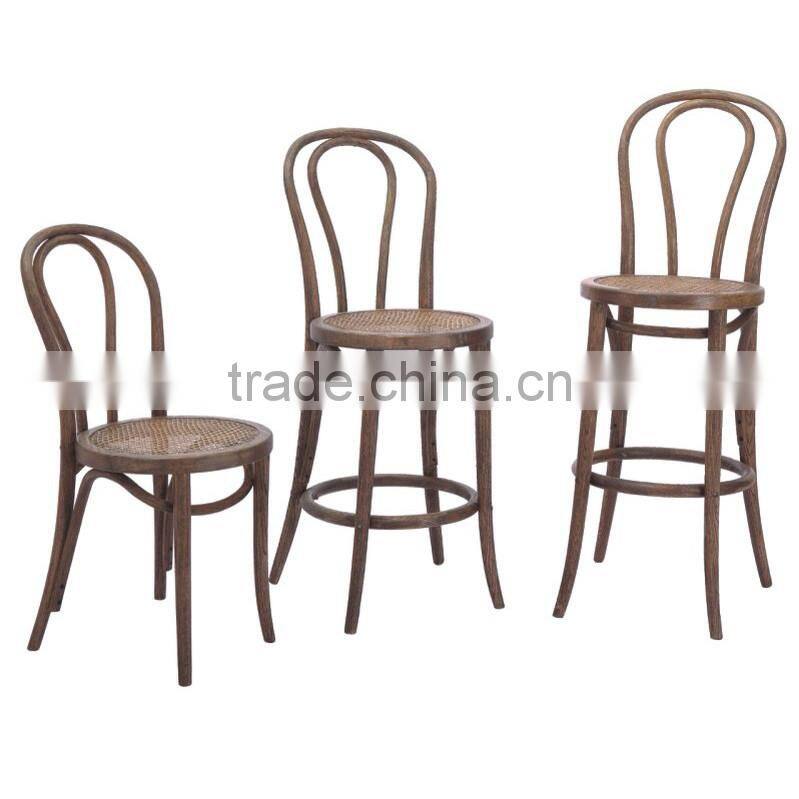 American style curved back dining room chairs in wood