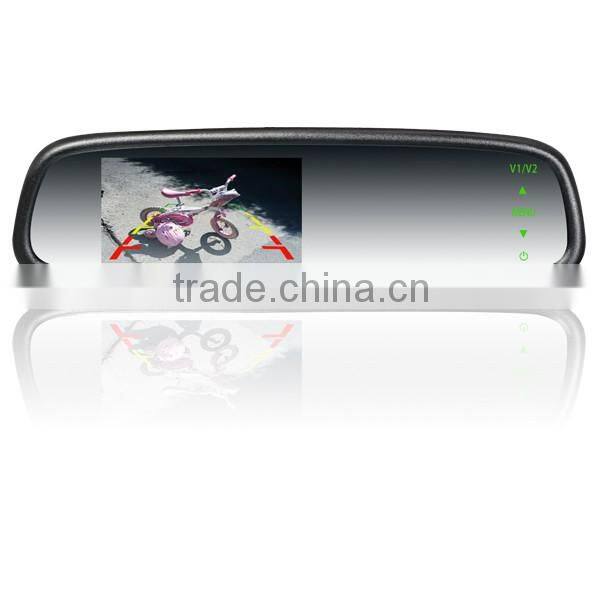 4.3inch TFT-LCD 1000cd/m2 screen mirror monitor interior rear view mirror 2-videos input with OEM bracket