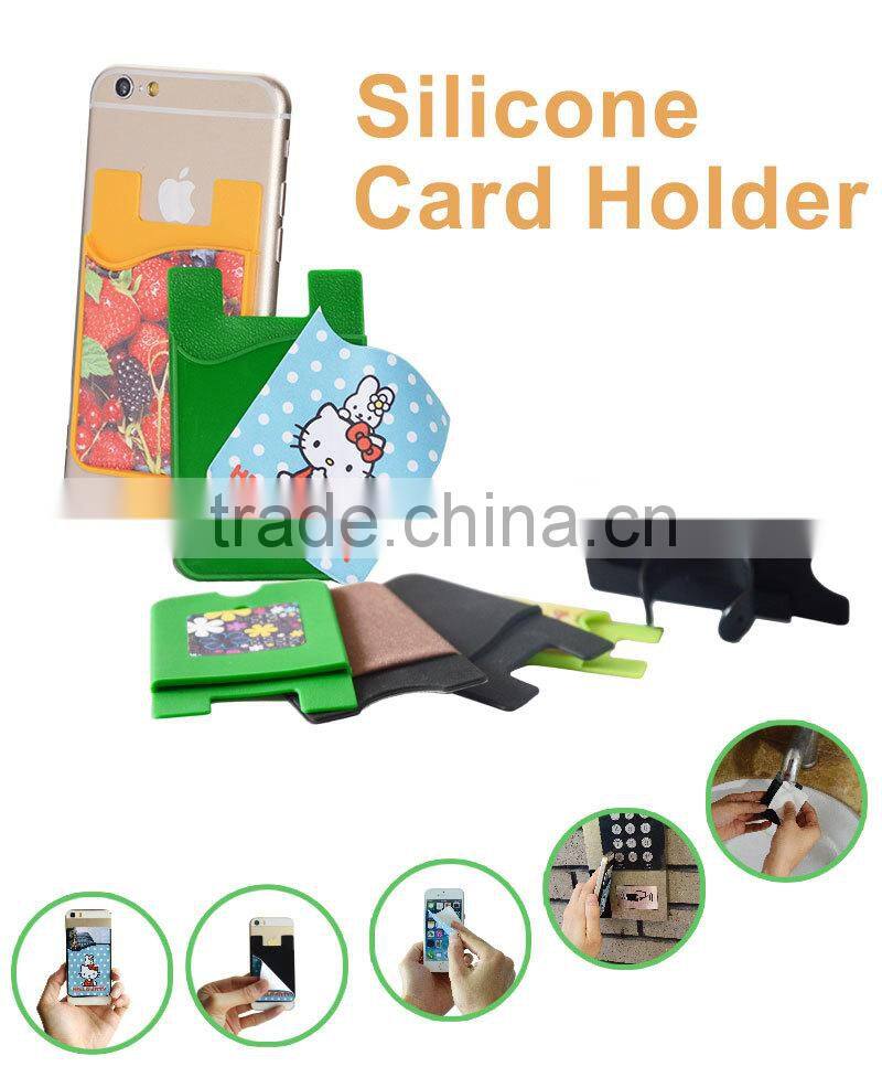 Promotion silicone cell phone stand Wallet,new fashion smart phone holder with logo,foldable credit card phone back stick holder